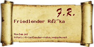 Friedlender Réka névjegykártya